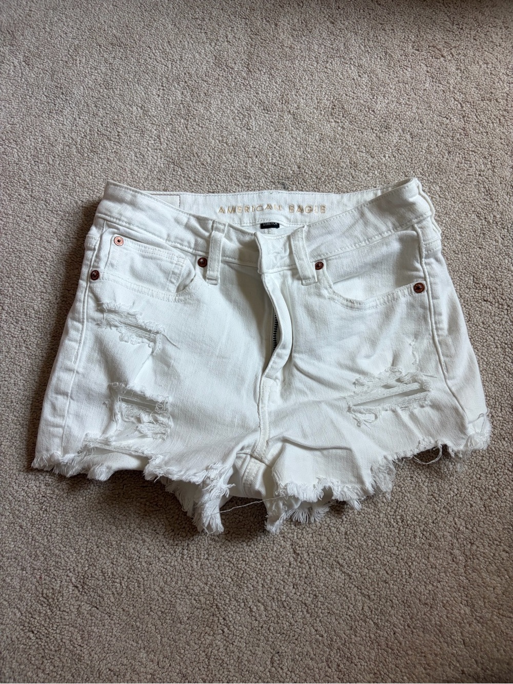 American Eagle Outfitters White Distressed Cutoff Jean Shorts